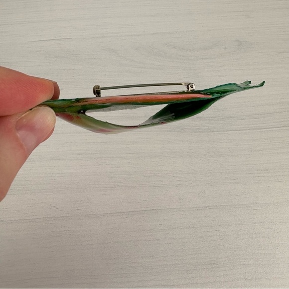 Vintage‎ 90s Postmodern Brooches Pins Set of 2 Handmade Paper Mache Acrylic - Picture 4 of 17